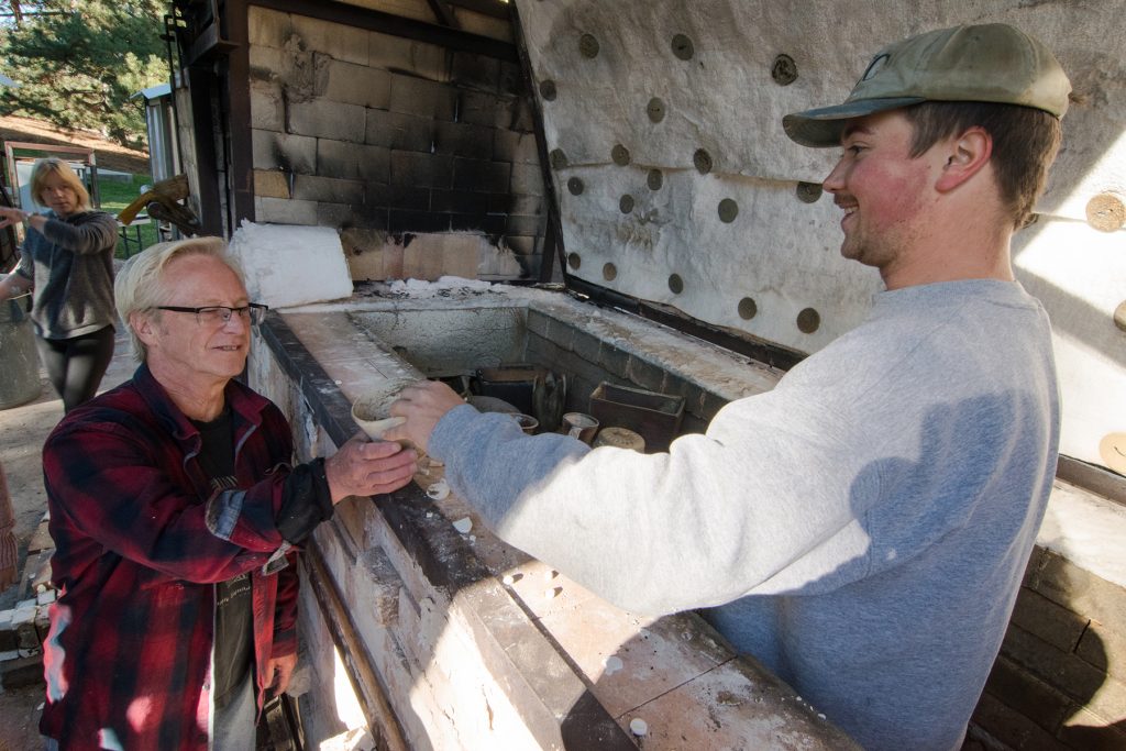 Unloading the kiln