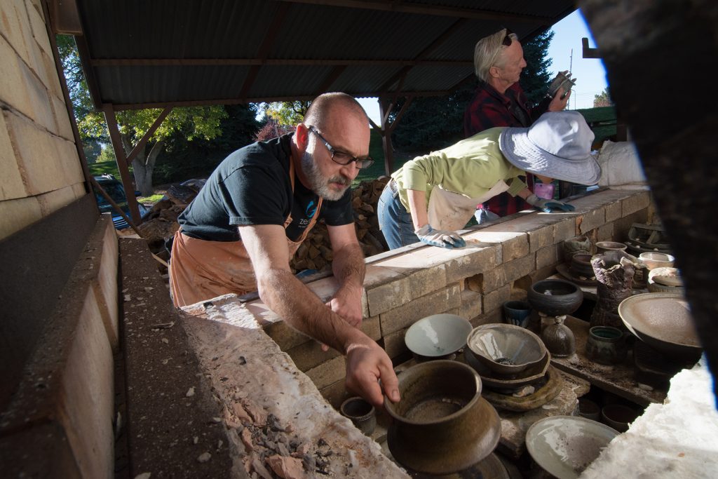 Unloading the kiln