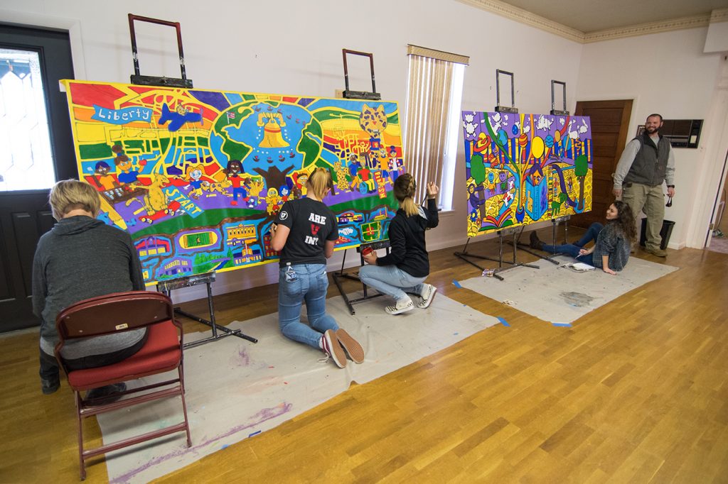 Students painting