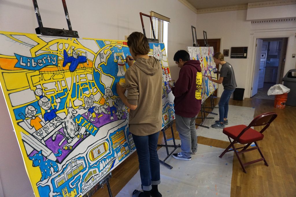 Students painting