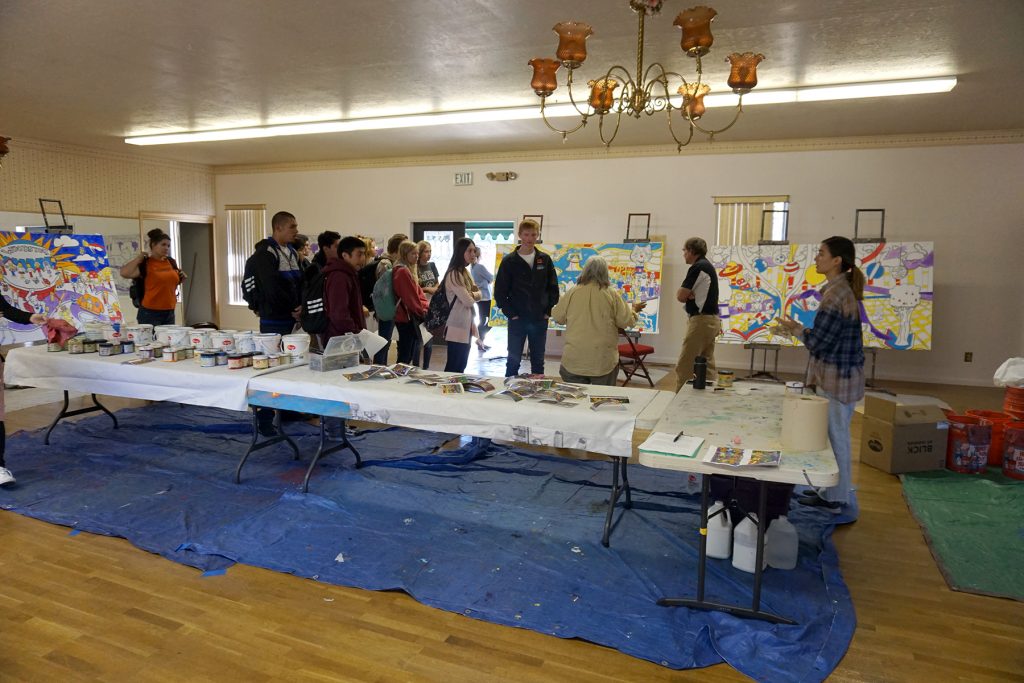 Students painting