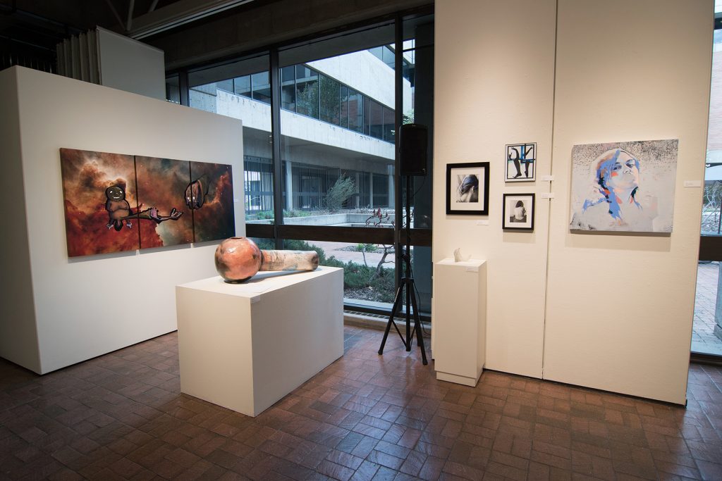 Annual Student Exhibition, 2018: installation view with artwork by Annual Student Exhibition, 2018: installation view with artwork by Enrique Ortega, Nemo Miller, Emily McMurray, Alissa Allread, Sogol Kiamanesh, and Abigail Mitchell