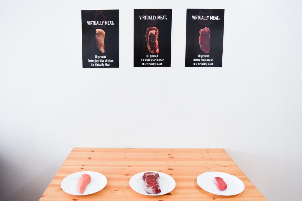 Virtually Meat, Natalie Cheatham, 2020, 3D Scanned Meat, Wax, Posters, ~4 x 6 x 3’